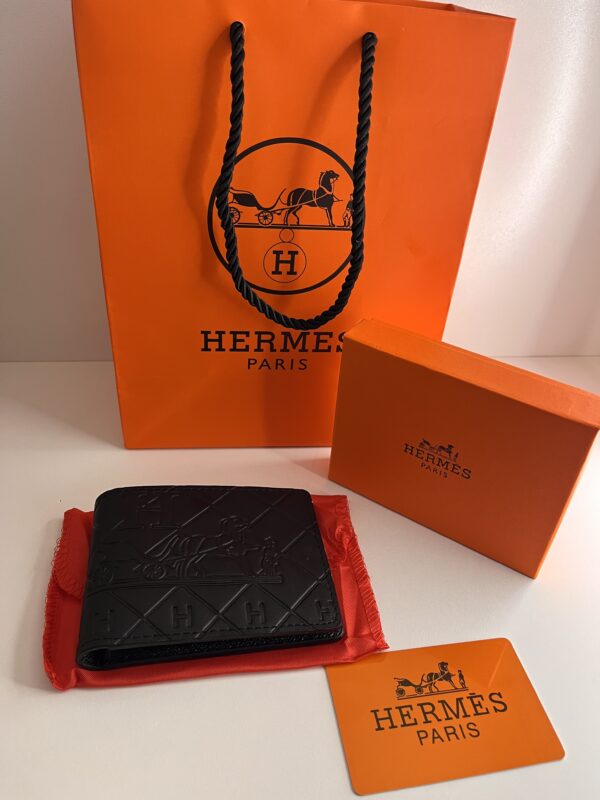 Portefeuille Hermès Paris – Cuir embossé motif emblématique