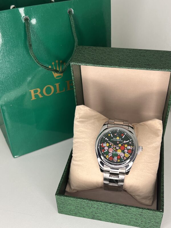 Montre Rolex Oyster Perpetual – Cadran Vert Artistique Vert avec motifs multicolores