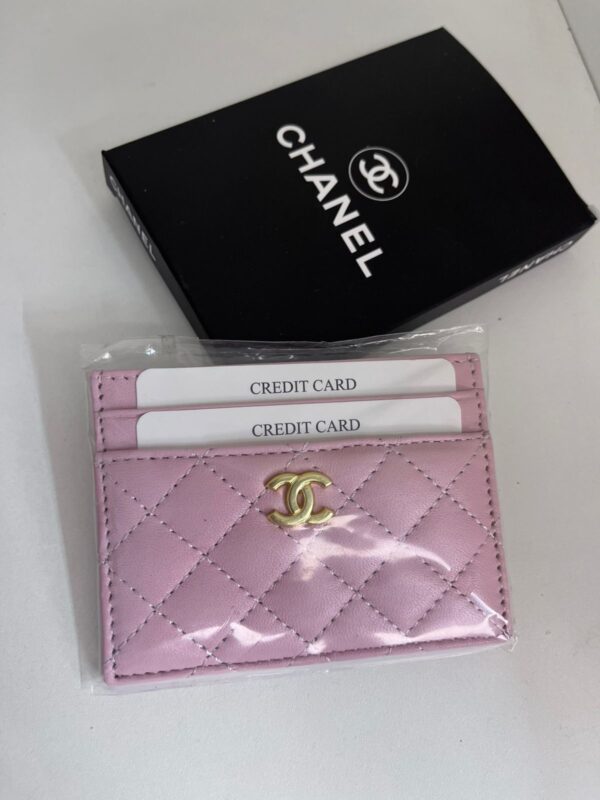 porte carte channel rose vrai cuir